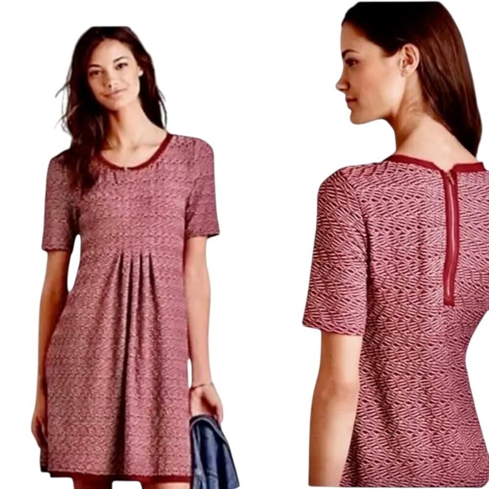 Anthropologie MAEVE Stretch Knit Textured Wave Striped Dress